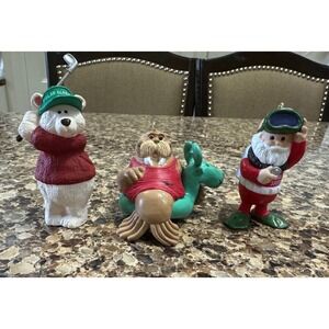 Vintage Hallmark 1989 1990 1991 Christmas Ornaments Polar Bear Walrus Santa Lot
